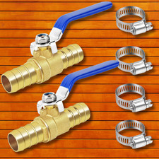 2Sets Brass Hose Barb Ball Valve Kit 5/8
