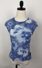 Vintage Sheer Lace Shirt Womens Large Tight Fit 90s Y2K Floral Print Rave Cyber picture