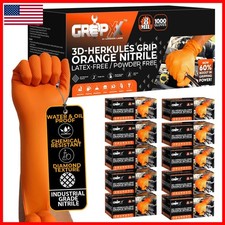 GRIPXX Herkules Grip 8Mil Orange Nitrile Gloves X-Large (10) 3D Raised Diamond picture