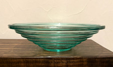 Vintage Green Glass Lens Bowl 14” Art Deco Machine Age Teague Steuben Style picture