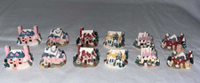 Vintage Miniature Christmas Village Houses Lot of 12 Resin Tiny Snowy Cottages picture