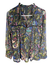 DOLAN Anthropologie Blouse Size Small Floral Sheer Boho Peasant Cottage Top picture