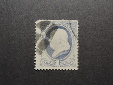 US Stamp Scott # 134 1870 1c Franklin , Ultramarine, H Grill , Perf 12    VF  NH picture