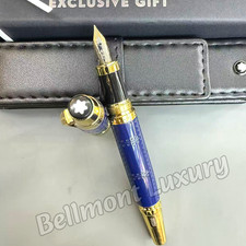 MONTBLANC Writers Edition Antoine de Saint-Exupéry Blue Fountain Pen Gold Trim picture