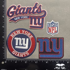 LOT OF 4 NEW YORK GIANTS IRON ON EMBROIDERED PATCH picture