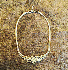 VINTAGE BURBERRY Signed Silver toned statement Necklace picture