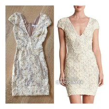 Dress the Population Zoe Cream Ivory Flower Embellished Dress S Bodycon Bridal picture