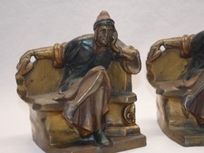 Antique Circa early 1900s Dante Alighieri painted solid Bronze Art Deco Bookends picture