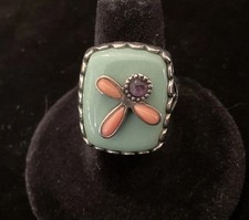 *RARE* Vintage Carolyn Pollack Sterling Silver Multi Gemstone Dragonfly Ring  picture