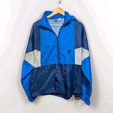 Vintage 80s Nike Men’s Windbreaker Jacket Size Mens Large Blue Full Zip Grey Tag picture