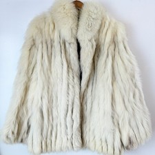 Vintage Scandinavian Blue Fox Fur Coat Kramers New Haven Large White picture
