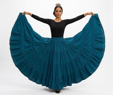 Women’s Cotton 25 Yard 4 Tier Multi Color Gypsy Belly Dance Ruffle Skirt picture