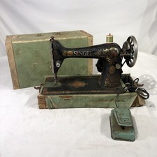 Antique Singer Sewing Machine Model 66 Red Eye w/ Case & Foot Pedal - 1920s USA picture