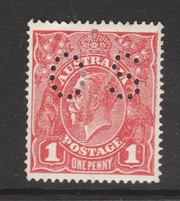 1914 KGV SINGLE WMK 1d ROSINE OS ROUGH PAPER 