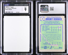 ERROR RC POP 1 1990-91 Topps #7 Jeremy Roenick BLANK FRONT CGC 9 Mint Rookie picture