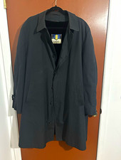 Vintage Gleneagles Men’s Black Long Overcoat Lined Pockets Button Closure picture