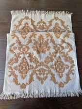 Vintage Mustard Yellow/Cream Bath Towel MCM 1960-70s picture
