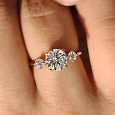 VVS1 Moissanite 2Ct Round Cut Engagement Wedding Ring 14K Yellow Gold Plated picture