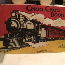 Rare 1912 Saalfield Pub. Co. Choo Choo Muslin Childs Book Train Plane Motorcycle picture