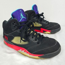 Nike Air Jordan 5 Top 3 Shoes Men Size 8.5 Black Suede Bred Grape CZ1786-001 picture