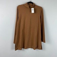 J Jill Luxe Supima Turtleneck Tunic Size Medium Side Slits Gingerbread Brown picture