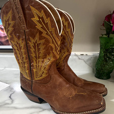 Ariat Men's Brown Leather Western Cowboy Boots Square Toe US 9.5D picture