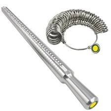 Metal Ring Size Gauges Set Measuring Ring with Mandrel Sizer Finger Sizing HO picture