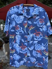 Jack O'Neill Collection Hawaiian Shirt, Mens M, Blue Tropical, soft fabric picture