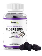 Black Elderberry Gummies Vitamin C Zinc 260mg Natural Berry Flavor Immune Boost  picture