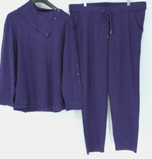 CHICO'S ZENERGY LUXE SNAP ENVELOPE LS TOP &&TAPERD LEG PANTS PURPLE ELIXIR 3 NWT picture
