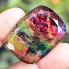 Natural Ammolite 54.35Ct Certified Opal-Like Organic Doublet Rare Loose Gemstone picture