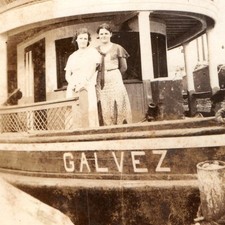 c1920s Galveston, TX Excursion Boat Galvez Snapshot Photo Deck Women Passengers picture