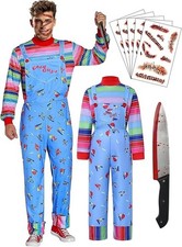 Adult Halloween Costume Chucky Costume for Men Women Long Sleeve Overalls XL New picture