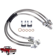3PCS Stainless Steel Extended Brake Lines Fit Chevy GMC C K 1500 2500 4-6 Lift picture