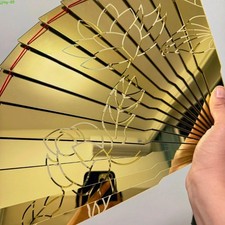 Demon Slayer Douma Folding Fan Carved Lotus Cosplay Prop Golden Acrylic Fan Toy picture
