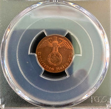 1938-E Germany WWII Era 1 Pfennig PCGS MS64RB Bronze Third Reich Coin picture