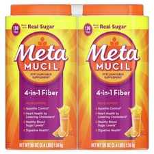 Metamucil Psyllium 4in1 Fiber Supplement Powder, Orange, 55 oz 2 Pack picture
