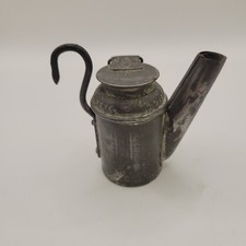 VTG 1800'S DUNLAP'S PITTSBURGH COAL MINERS EMBOSSED OIL WICK LANTERN SHORT SPOUT picture