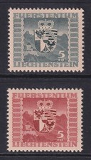LIECHTENSTEIN 1945-47 Arms set of 2 SG 246-247 MH/* (CV £90) picture