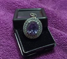 16.60 Ct Natural Alexandrite Pendant – Certified Color-Change Gem in Silver 925 picture