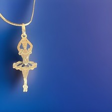 14k Yellow Gold Snake Chain Necklace Ballerina Pendant Spring Ring Clasp picture