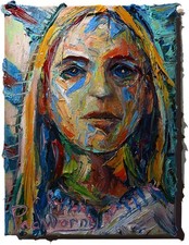 ORIGINAL OIL█PAINTING VINTAGE█GIRL EXPRESSIONIST█ART  ABSTRACT 2026 YOUNG WOMAN picture