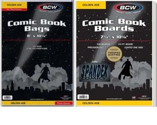 100 BCW Golden Age Thick 2-Mil Poly Comic Bags & Boards Acid  Free Combo picture