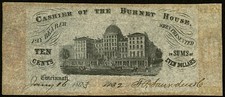 OH 10¢ CINCINNATI Ohio Cashier of The BURNET House Jan 16, 1863 Wolka 0401-02 picture