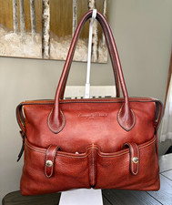 Dooney & Bourke Florentine Leather East West Front Pocket Satchel Chestnut Bag picture
