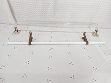 PR VINTAGE WHITE PORCELAIN MILK GLASS & CLEAR GLASS TOWEL BAR ORIGINAL HARDWARE picture