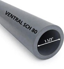 VENTRAL Schedule 80 PVC Pipe 1 1/2 Inch (1.9 OD), Grey, Cut Lengths for picture