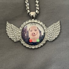 John Pork Is Calling Silver Iced Out Novelty Wing Pendant & Chain picture