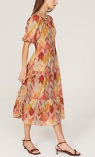 Ba&Sh Fit & Flare Dress Multicolor V-Neck Short Sleeve Boho Anissa SM picture