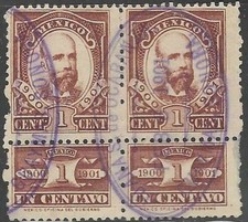 Mexico - 1c - 1900 - 1901 Revenue - Used Pair picture
